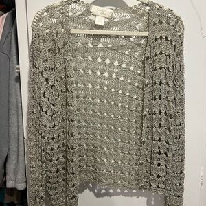 Kaktus Women's Open-Knit Cardigan in Gray